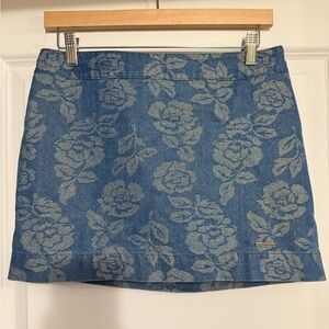 Abercrombie & Fitch Floral Sparkly Denim Mini Skirt